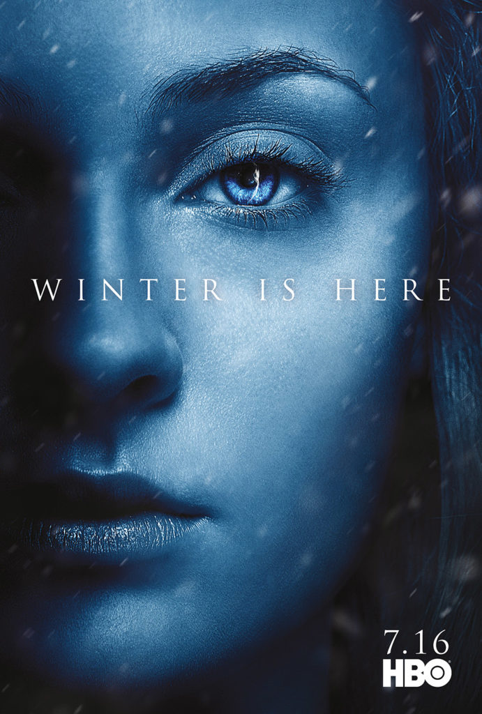 Affiche Game of Thrones saison 7 "Winter is Here" : Sansa Stark (crédit HBO)