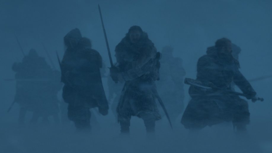 Jorah Mormont, Jon Snow, Tormund. Iain Glen, Kit Harington, Kristofer Hivju; (Credit : HBO).