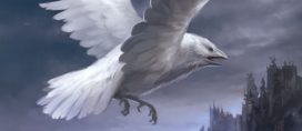 Corbeau blanc approchant Peyredragon (Crédits : Sandara Tang, Fantasy Flight Games)