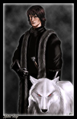 Jon Snow et Fantôme (Crédits <a href="http://www.amokanet.ru/">Amok</a>)