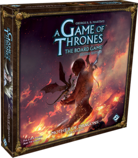 Visuel de la boite d'extension du jeu de plateau : "Mother of Dragons" (Crédits : FFG)