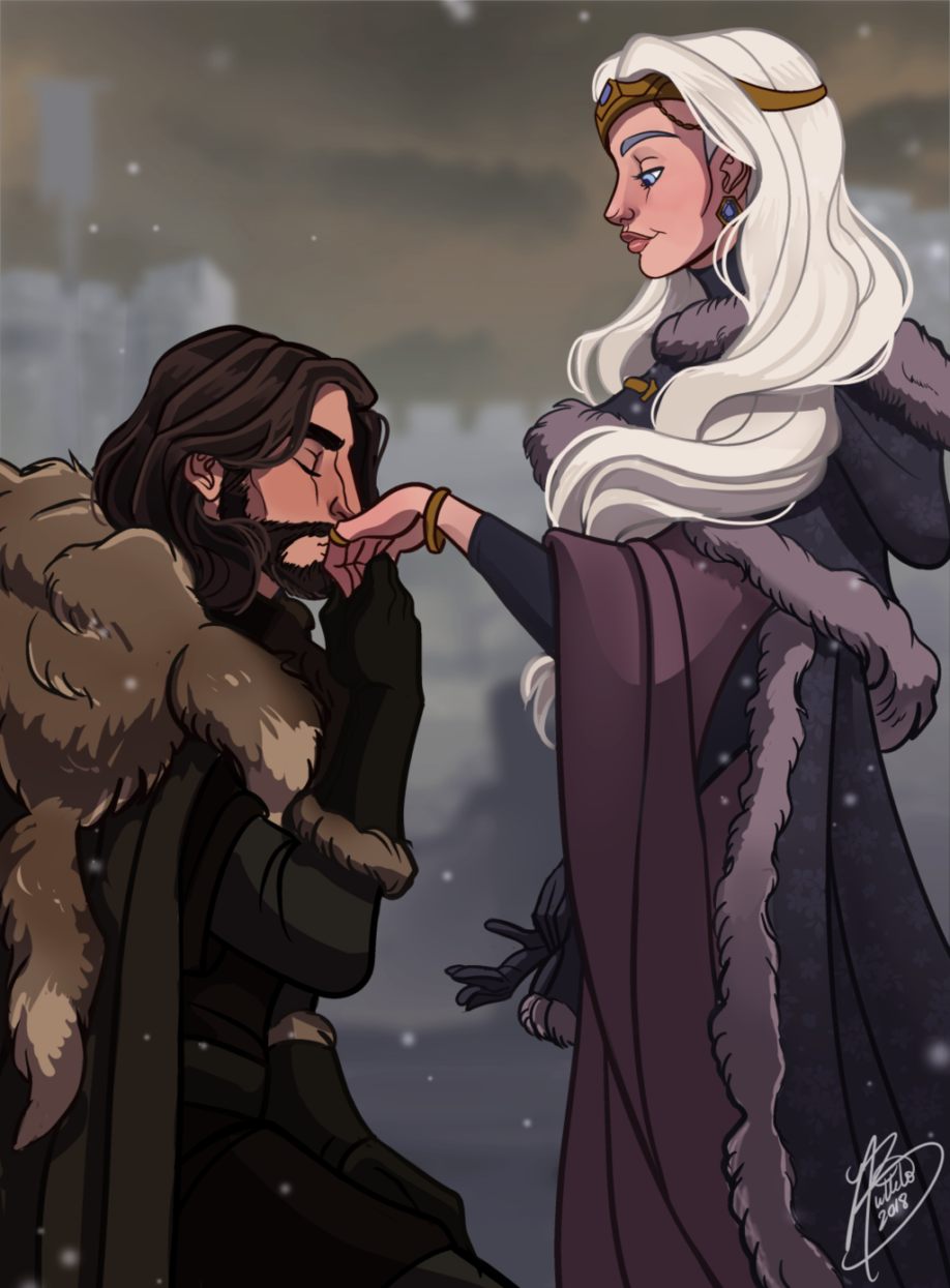 La reine Alysanne Targaryen et lord Alaric Stark (crédits : Naomimakesart)