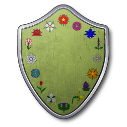 Une bordure de fleurs de toutes les couleurs et de tous les genres sur champ vert