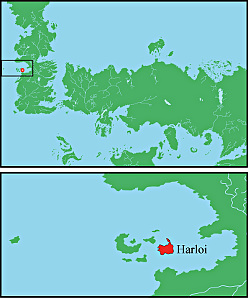 La Tour des Moires se situe sur l'île de Harloi