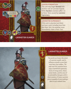 Carte de jeu associée aux gardes Lannister ; © CMON