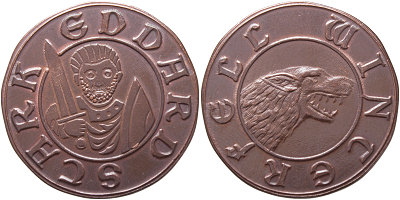 Demi-liard de lord Eddard Stark ; © Shire Post Mint.