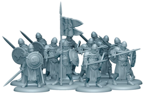 Rendu 3D des figurines des épéistes Stark ; © CMON