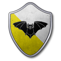 Une chauve-souris noire sur tranché d'argent et d'or